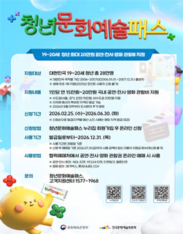 2026년 청년문화예술패스 이용자 모집.